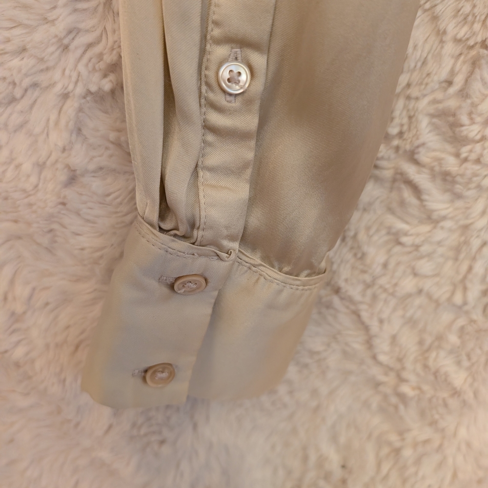 Aritzia Wilfred Cream Satin Tie-Front Blouse - Picture 6 of 6